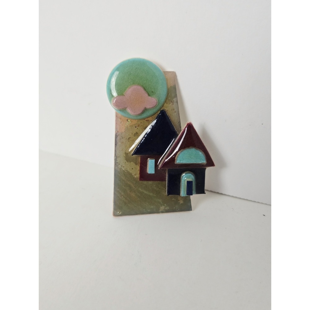 Vintage House Pins by Lucinda Resin ME 2" house with blue moon
